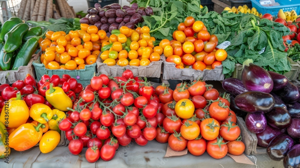 colorful array of fresh fruits and vegetables at a local farmers' market, nutrition, healthy eating, local produce, vibrant colorful array of fresh fruits and vegetables at a local farmers' market, nutrition, healthy eating, local produce, vibrant