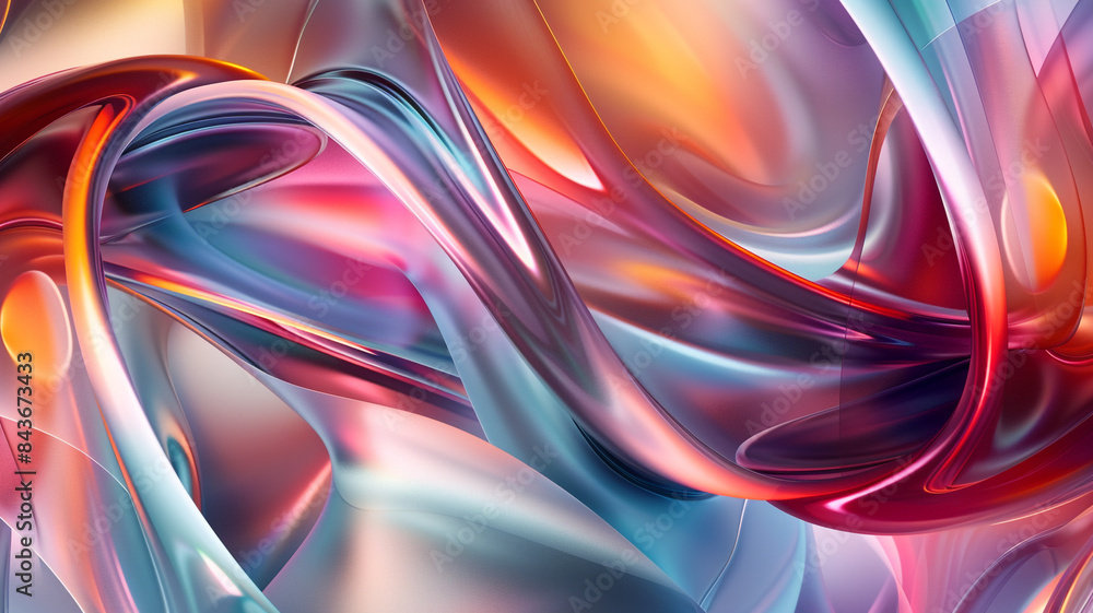 Wavy 3D Patterns Background, dynamic and colorful, with layered shapes and reflective textures, set against a soft gradient backdrop Wavy 3D Patterns Background, dynamic and colorful, with layered shapes and reflective textures, set against a soft gradient backdrop