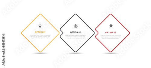 3 step line box for infographic template