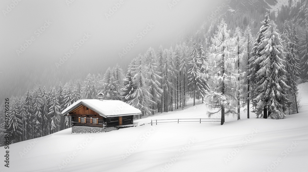 Cozy Cabin in Snowy Winter Forest Cozy Cabin in Snowy Winter Forest