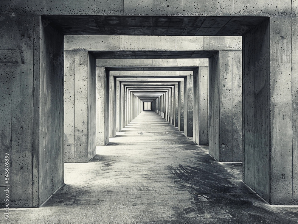 custom made wallpaper toronto digitalMonochrome Concrete Corridor with Geometric Design