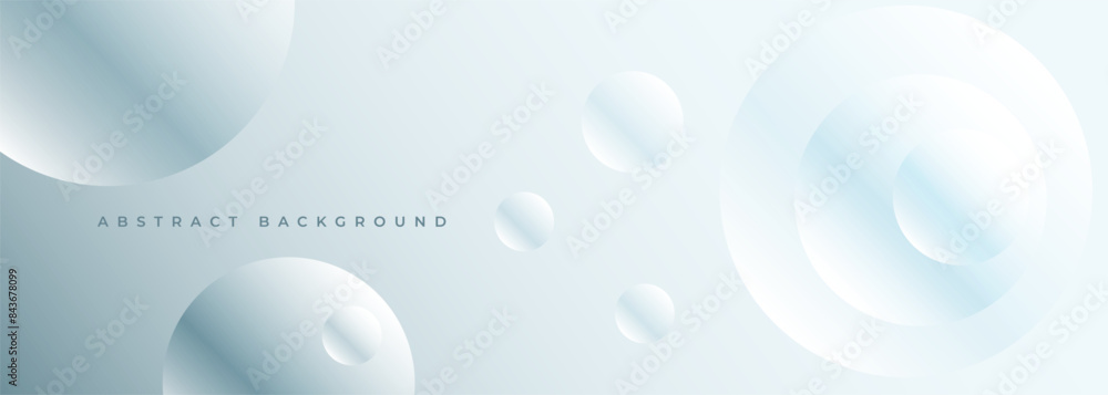 Light blue modern abstract wide banner with circles shapes. Abstract white and blue technology background with 3D spheres. Vector illustration Light blue modern abstract wide banner with circles shapes. Abstract white and blue technology background with 3D spheres. Vector illustration
