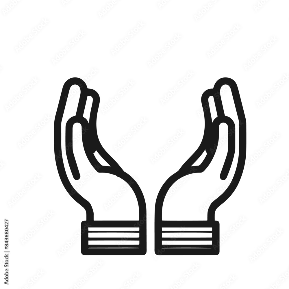 Vector silhouette of a care hands for your logo isolated on white background