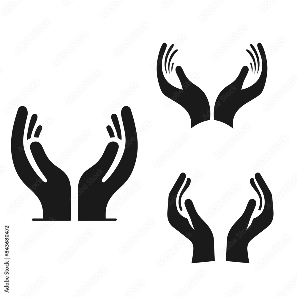 Obraz premium Vector silhouette of a care hands set for your logo isolated on white background