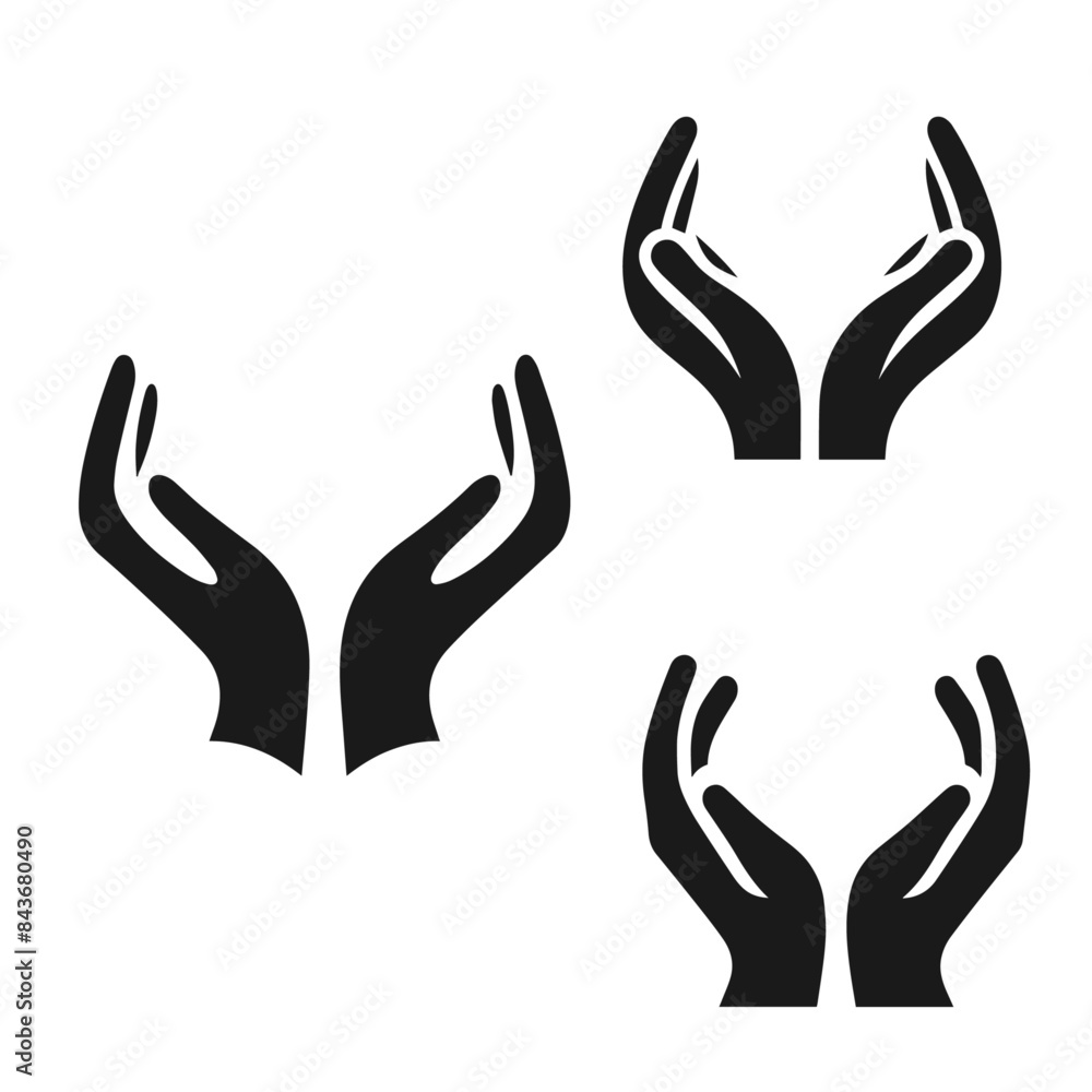 Vector silhouette of a care hands set for your logo isolated on white background Vector silhouette of a care hands set for your logo isolated on white background