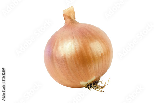 Wallpaper Mural Fresh Whole Onion Isolated on White Background - High-Resolution Image of a Single Brown Onion with Detailed Texture and Root Ends - Perfect for Culinary, Grocery, and Agricultural Themes Torontodigital.ca