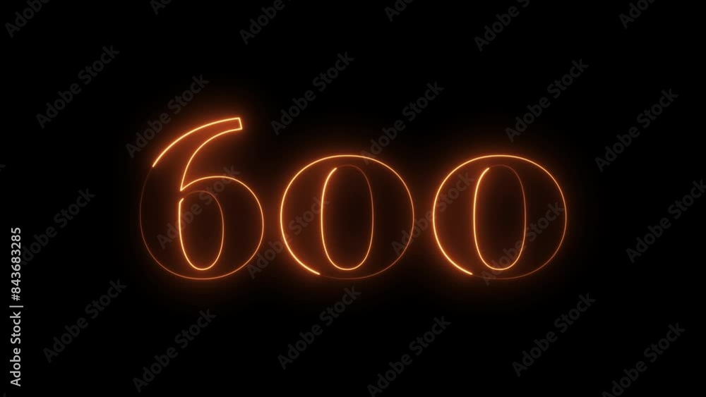 Abstract neon 600 number animation 4k video. Abstract neon 600 number animation 4k video.