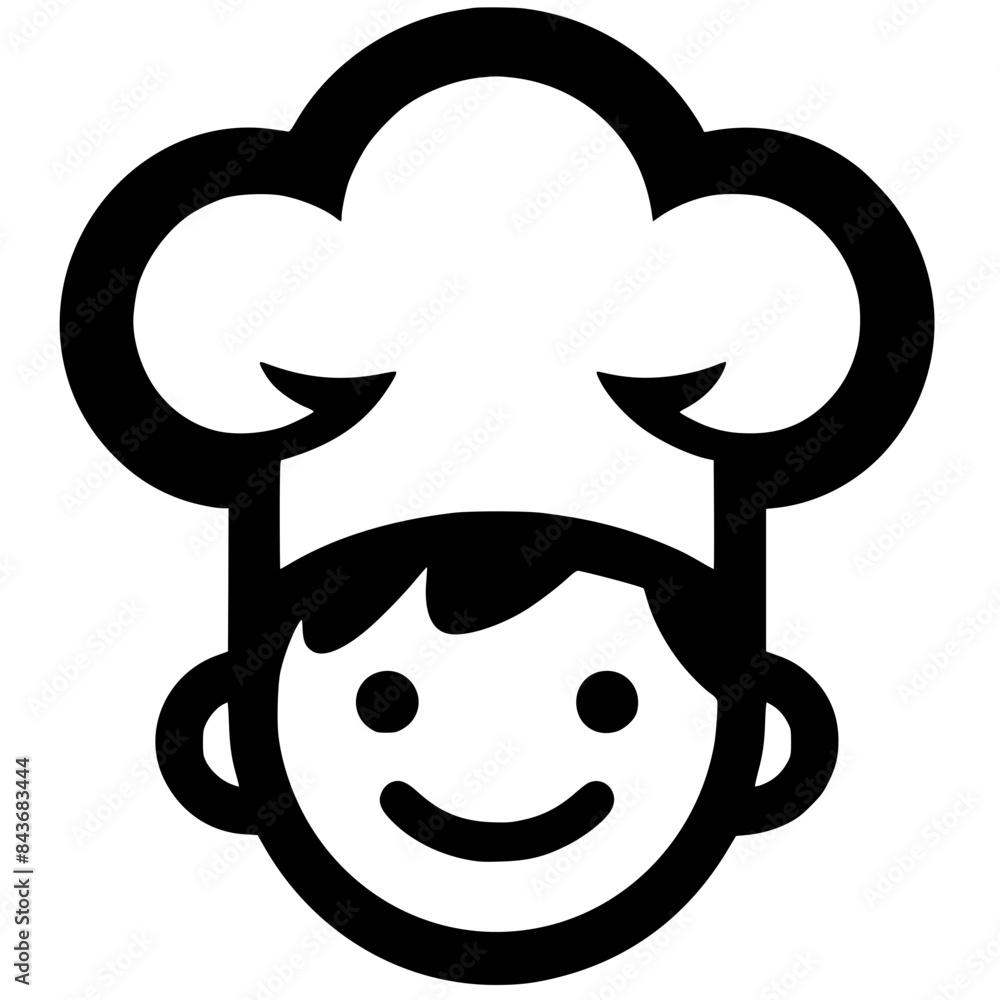 Cute cartoon head chef silhouette Cute cartoon head chef silhouette