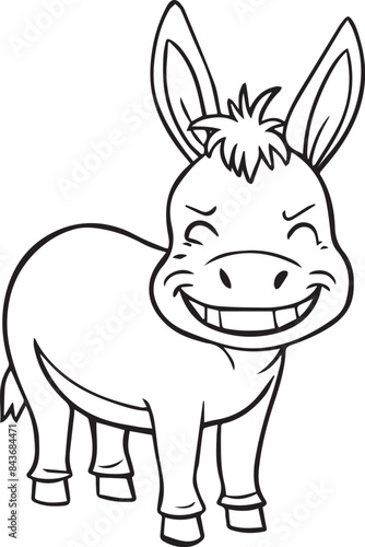 cute donkey vector illustration isolated on white background, animal in flat style, rural farming