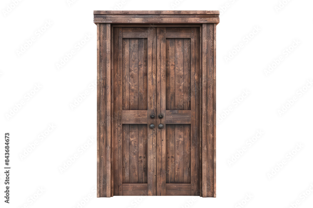 Brown wooden door isolated on transparent background Brown wooden door isolated on transparent background