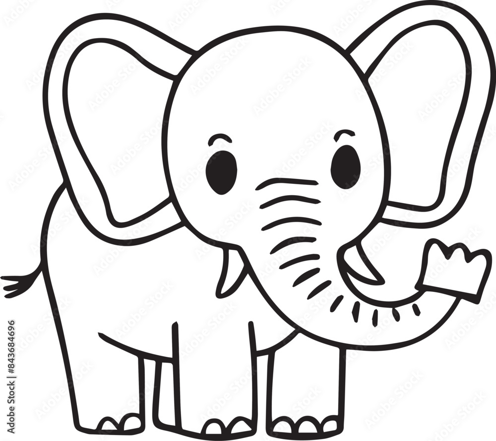 Fototapeta premium Black silhouette of an elephant. Logo elephant. Laser cutting path