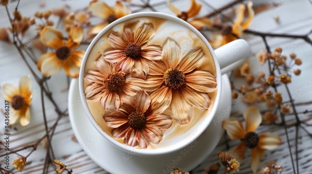 a glass of cappuccino with his signature art a glass of cappuccino with his signature art