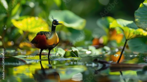 Bronze winged jacana living in a secluded environment photo