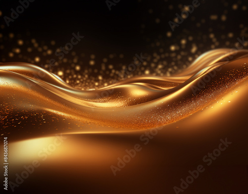 Glitter golden background. Gold wave on black background. GenerativeAI, golden sand