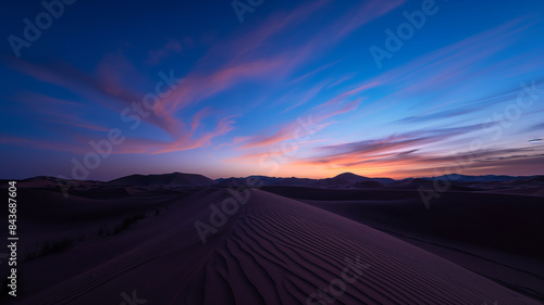 Photography of the dunes in the desert, moonlight. Landscapes photography.