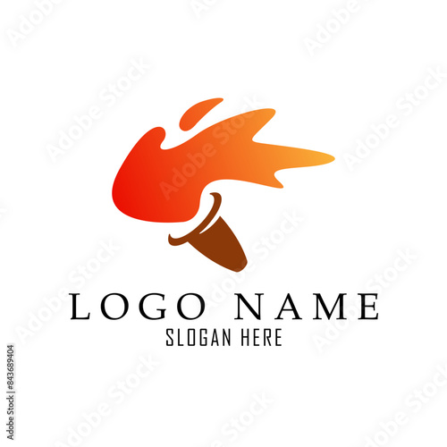 a torch with flame fire logo suitable for brave, strong and intelligence