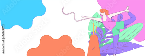 Practicing yoga, physical and mental health, flat vector character concept, operation hand drawn illustration
