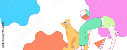 Practicing yoga, physical and mental health, flat vector character concept, operation hand drawn illustration
