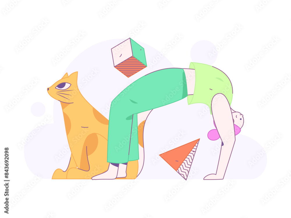 Practicing yoga, physical and mental health, flat vector character concept, operation hand drawn illustration
Practicing yoga, physical and mental health, flat vector character concept, operation hand drawn illustration