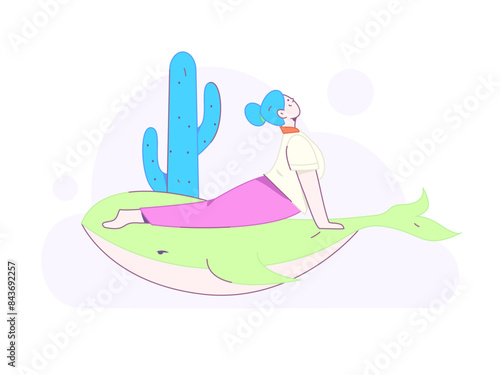 Practicing yoga, physical and mental health, flat vector character concept, operation hand drawn illustration
