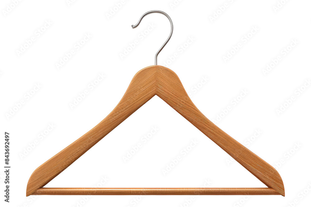 Wooden hanger isolated on transparent background