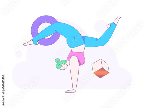 Practicing yoga, physical and mental health, flat vector character concept, operation hand drawn illustration

