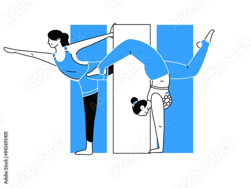 Practicing yoga, physical and mental health, flat vector character concept, operation hand drawn illustration
