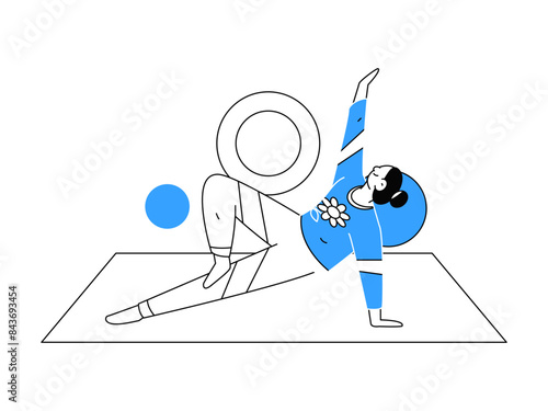 Practicing yoga, physical and mental health, flat vector character concept, operation hand drawn illustration
