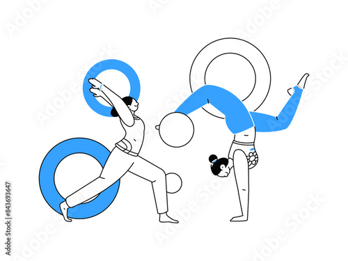 Practicing yoga, physical and mental health, flat vector character concept, operation hand drawn illustration
