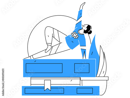 Practicing yoga, physical and mental health, flat vector character concept, operation hand drawn illustration
