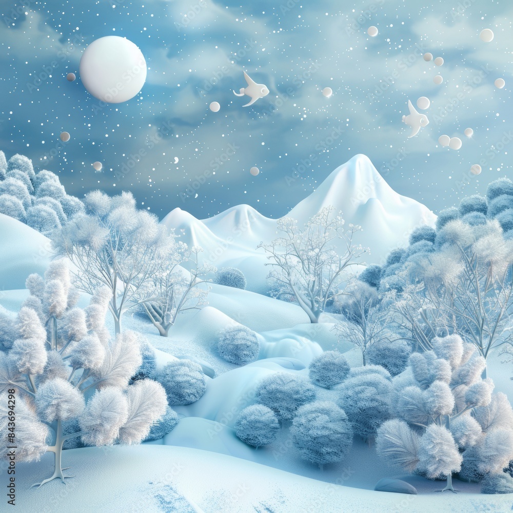 snow covered winter landscape 3d snow covered winter landscape 3d