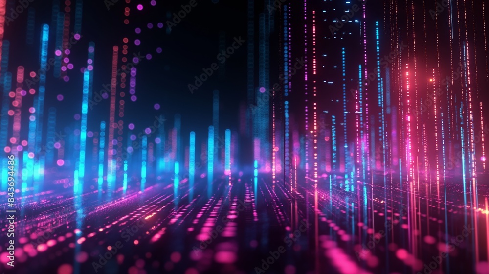 Abstract digital cityscape with pink and blue neon lights. Abstract digital cityscape with pink and blue neon lights.