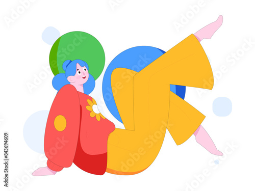 Practicing yoga, physical and mental health, flat vector character concept, operation hand drawn illustration
