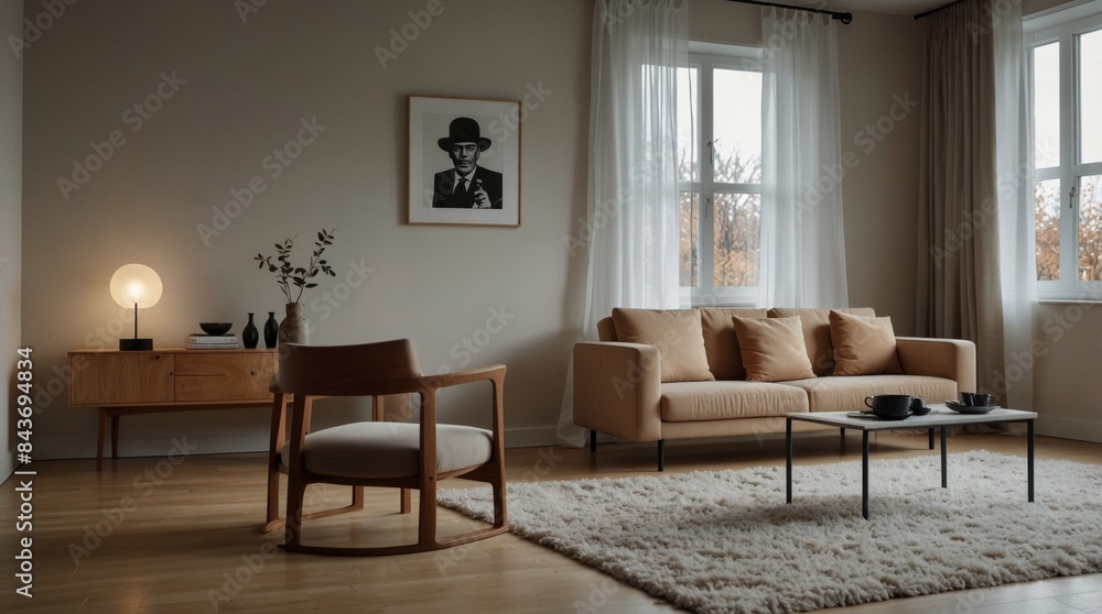 A minimalist modern living room that embodies the harmonious balance A minimalist modern living room that embodies the harmonious balance