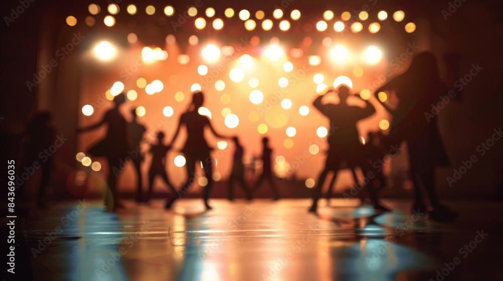 Blur and soften background for design Silhouettes of actors performing on stage Blur and soften background for design Silhouettes of actors performing on stage