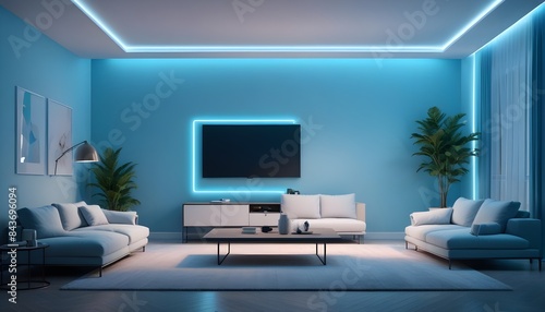 Photo interior modern design room 3D illustration