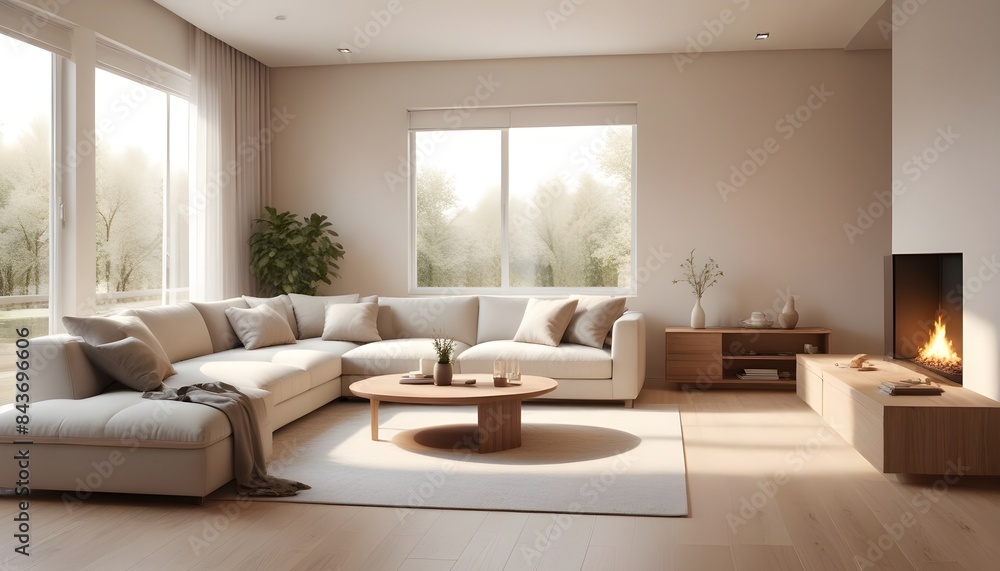 Photo interior modern design room 3D illustration
