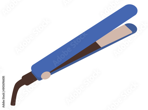 Hair straightening iron, curling iron. Professional hairdressing tool. Isolated vector illustration in clip art style