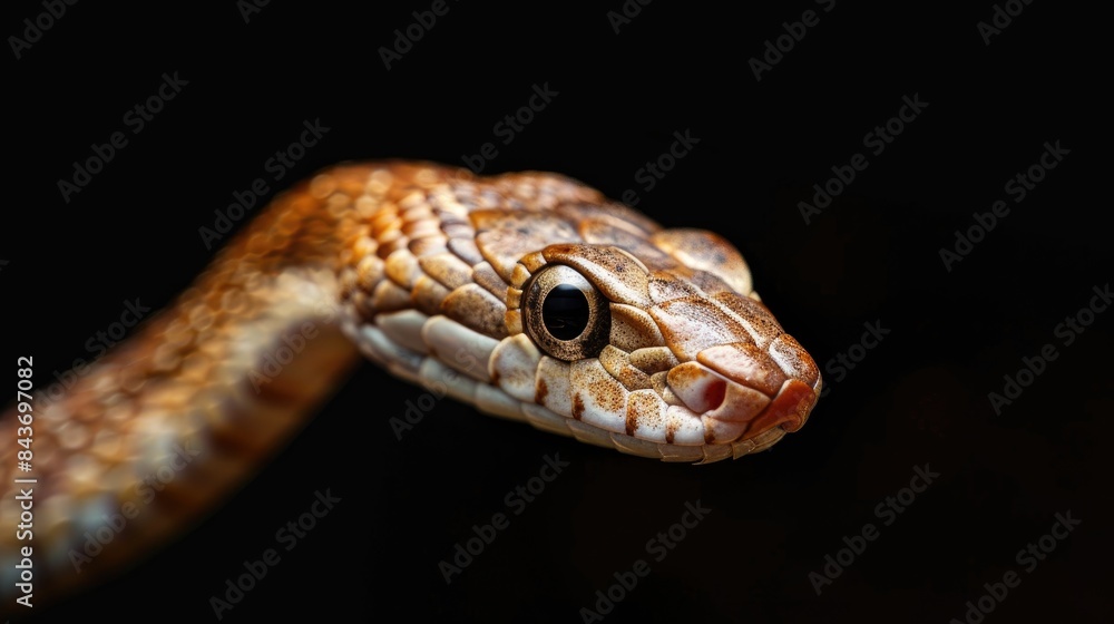 Ahaitulla prasina snake isolated against a black backdrop Ahaitulla prasina snake isolated against a black backdrop