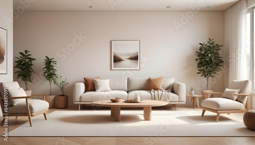 Photo interior modern design room 3D illustration