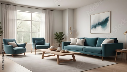 Photo interior modern design room 3D illustration