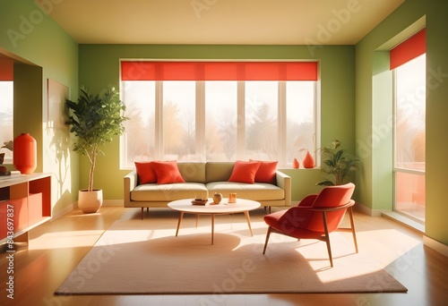 Photo interior modern design room 3D illustration