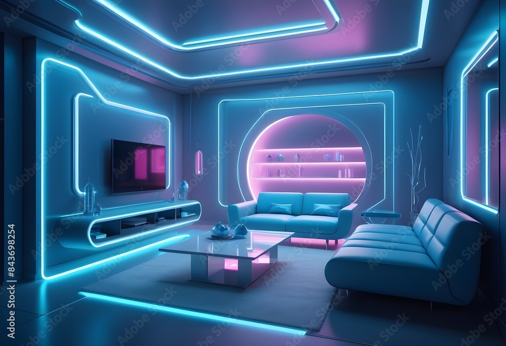 Photo interior modern design room 3D illustration Photo interior modern design room 3D illustration