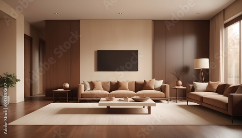 Photo interior modern design room 3D illustration