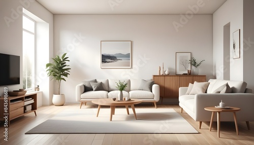 Photo interior modern design room 3D illustration