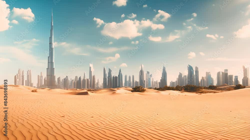 Majestic Dubai Desert Skyline View Majestic Dubai Desert Skyline View
