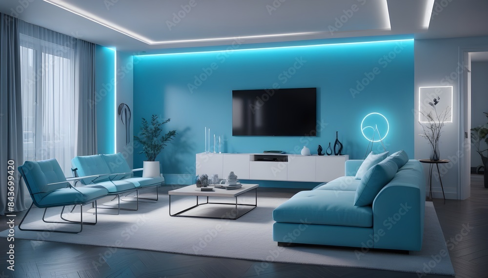 Photo interior modern design room 3D illustration Photo interior modern design room 3D illustration