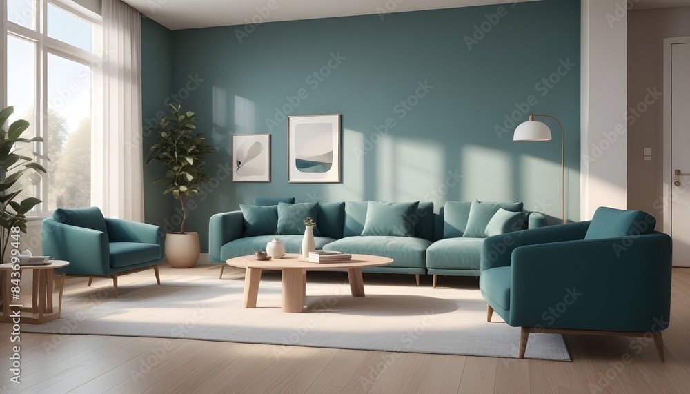 Photo interior modern design room 3D illustration Photo interior modern design room 3D illustration