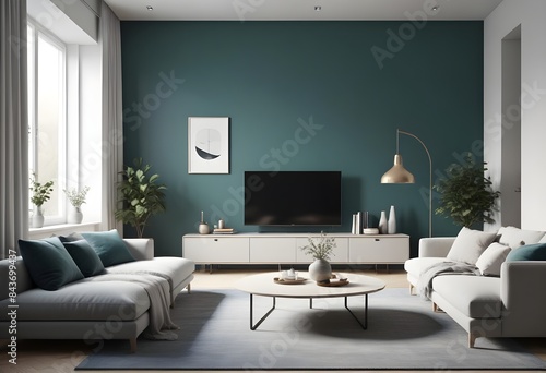 Photo interior modern design room 3D illustration