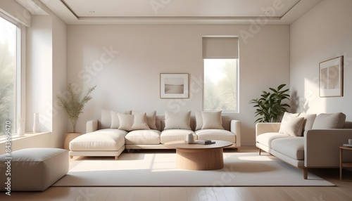 Photo interior modern design room 3D illustration